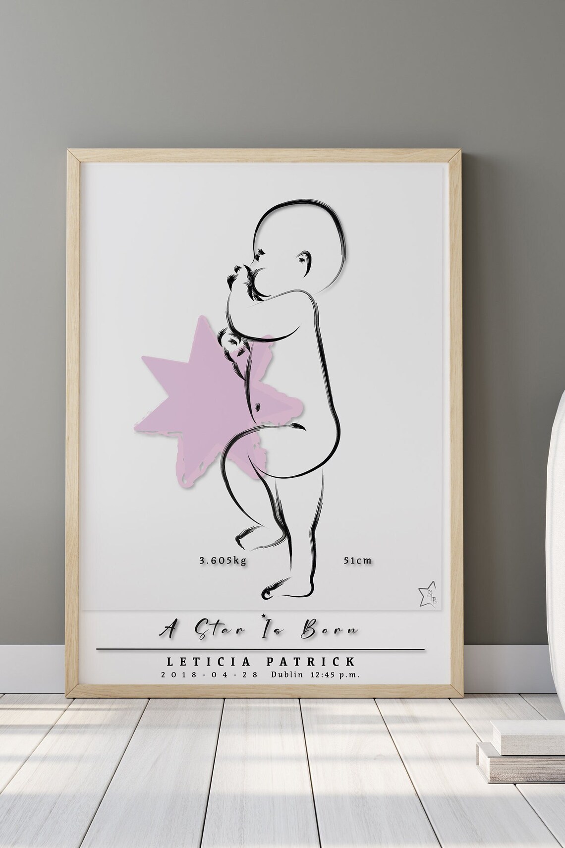 Baby Birth Scale Poster, Minimalist Nursery Decor