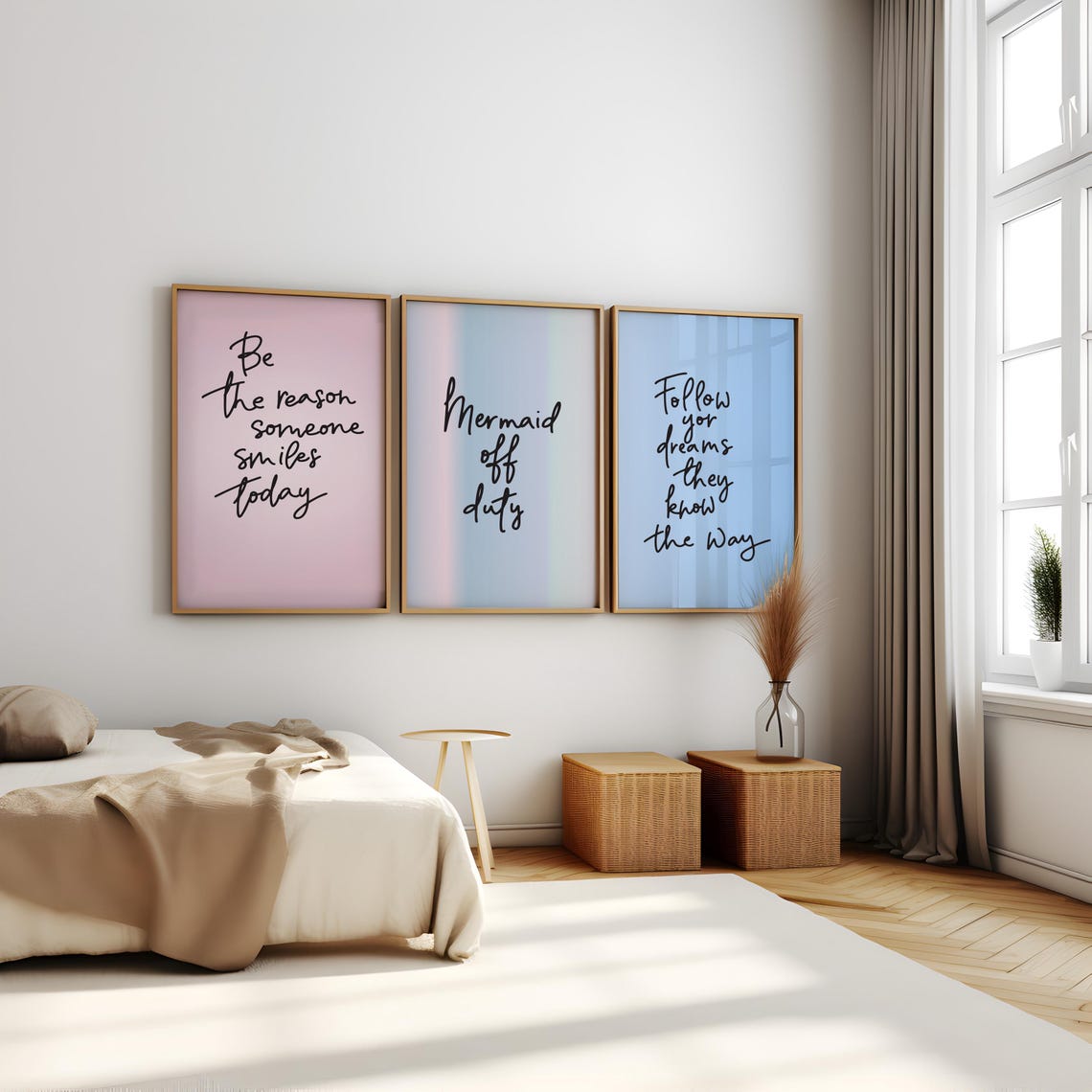 Follow Your Dreams They Know The Way Blue Script Quote Poster - Image 2