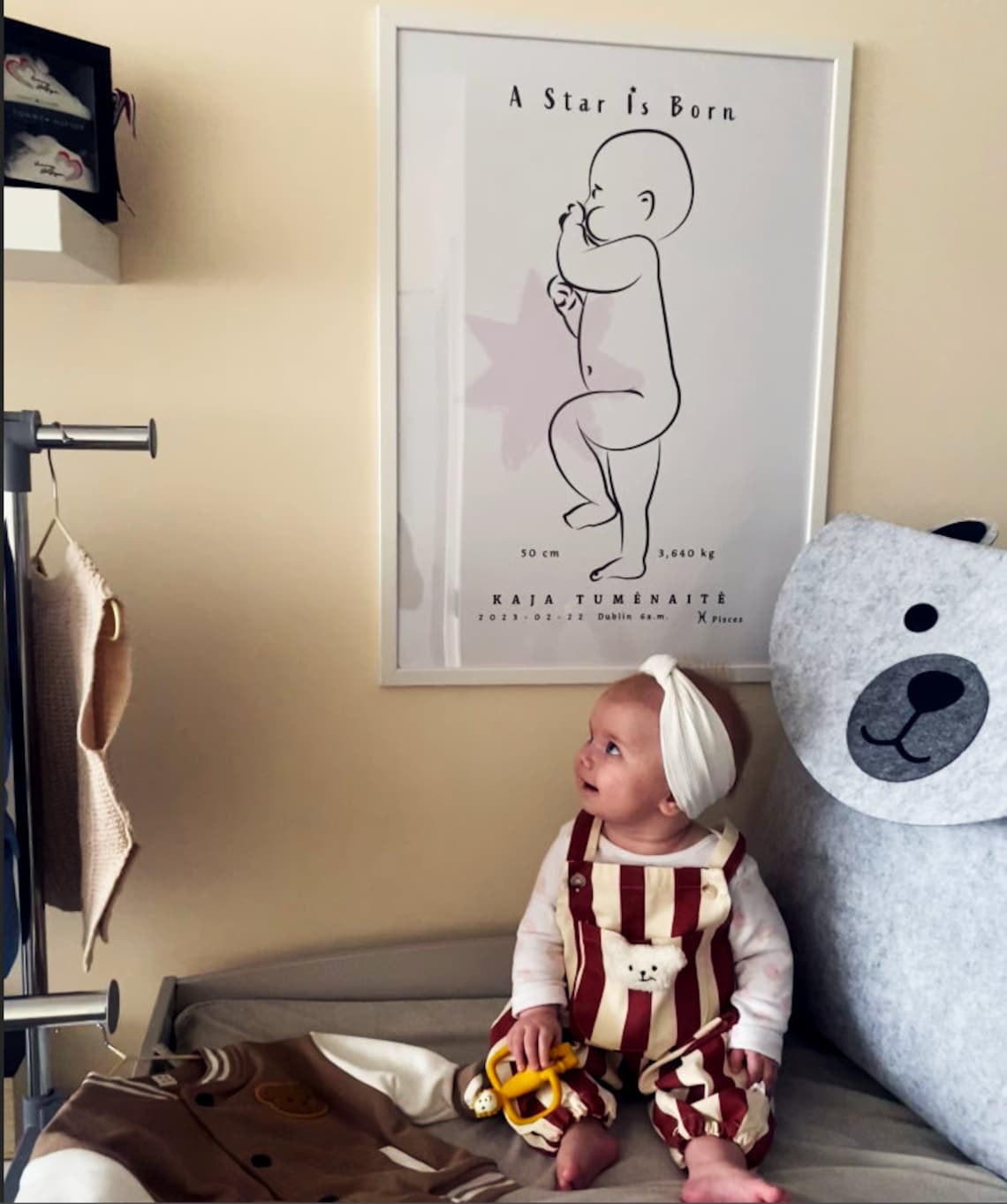 Personalized Birth Print, Scandi Nursery Star Art - Image 2