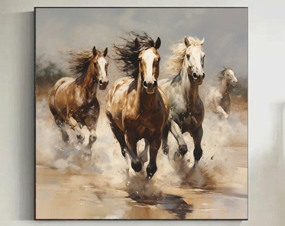 Horse Abstract Oil Painting, Living Room Art Print