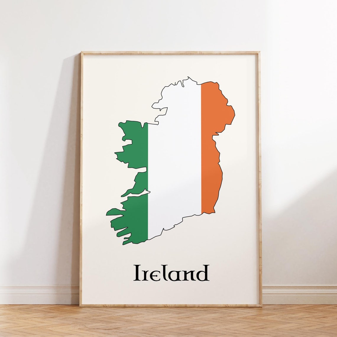 Ireland Map Irish Flag Tricolor Celtic Wall Art Decor Poster