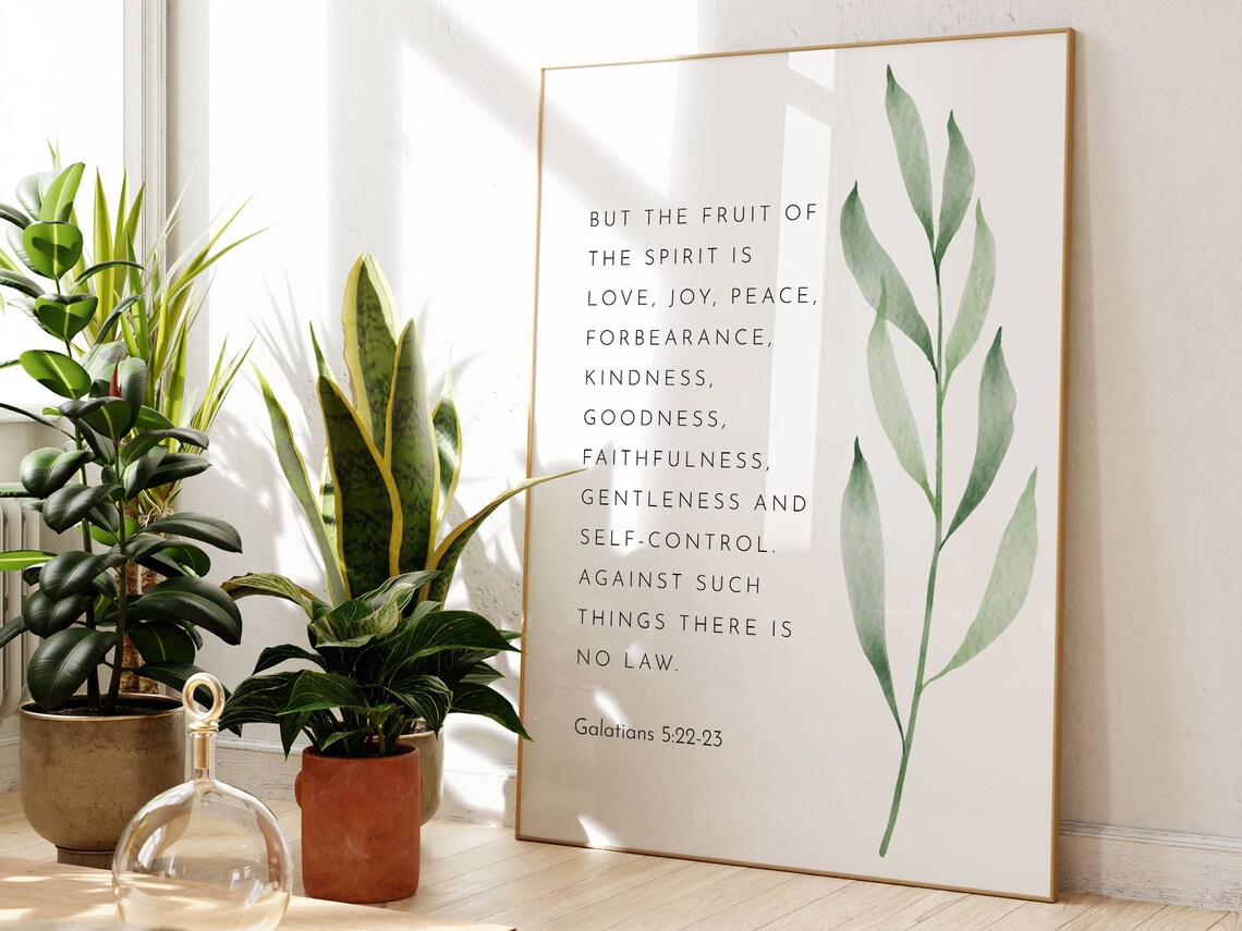Galatians 522-23 Fruit of the Spirit Bible Verse Botanical Wall Print