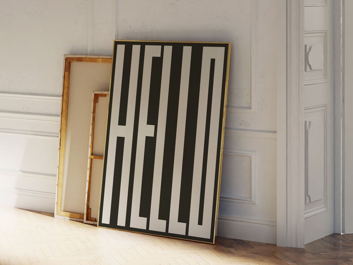 Hello Wall Art Bold Statement Black Typography Modern Galley Wall Scandi Style Decor - Image 3