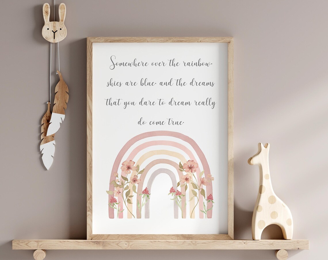 Boho Rainbow With Quote, Kids Room Poster Print
