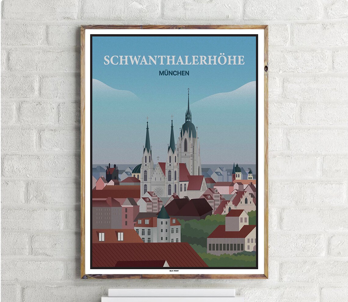 Munchen Schwanthalerhohe Vintage Travel Poster