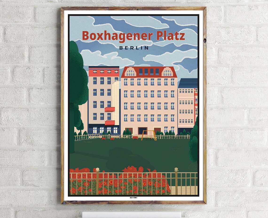 Friedrichshain Boxhagener Platz Vintage Travel Poster