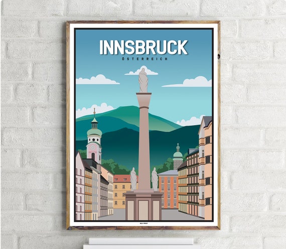 Innenstadt Innsbruck Vintage Travel Poster