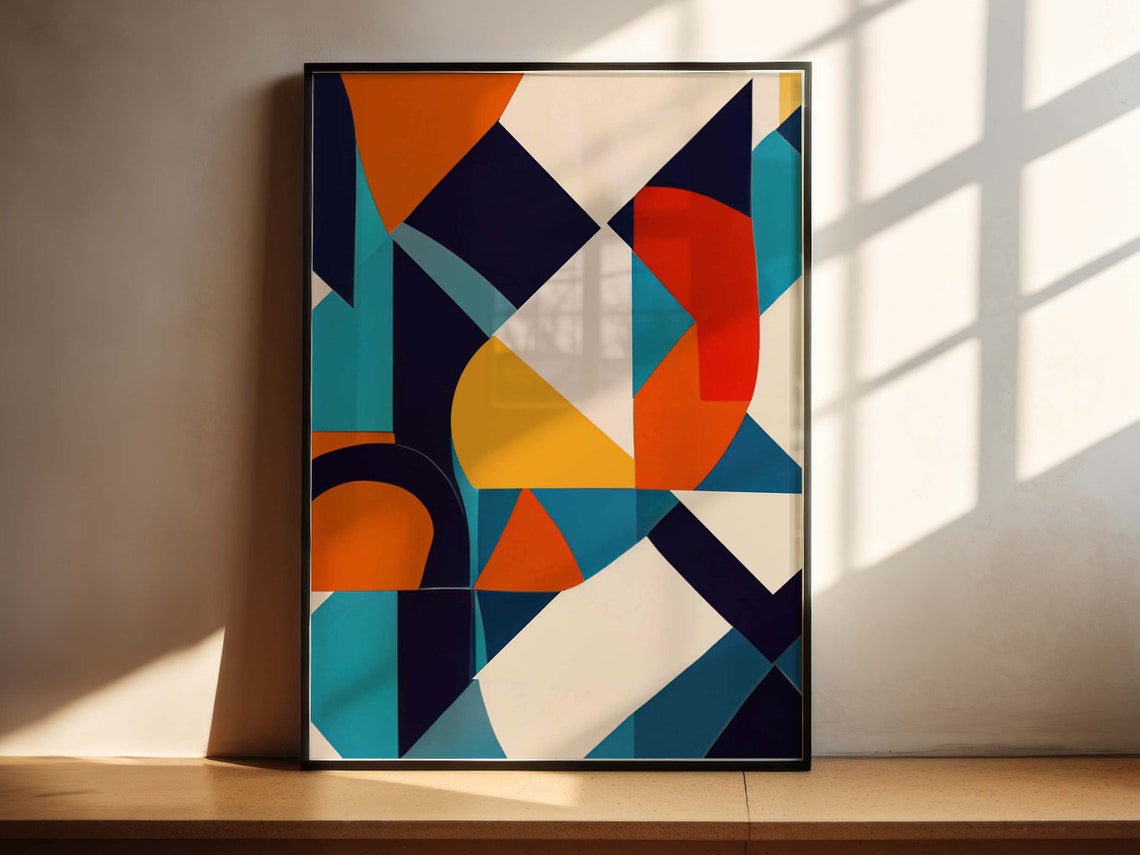 Retro Chic Bold Geometric Abstract Mid Century Shapes Poster