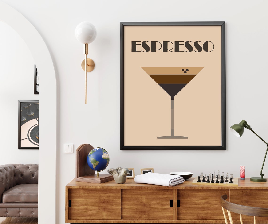 Espresso Martini Cocktail Layered Brown Retro Bar Design Poster - Image 2