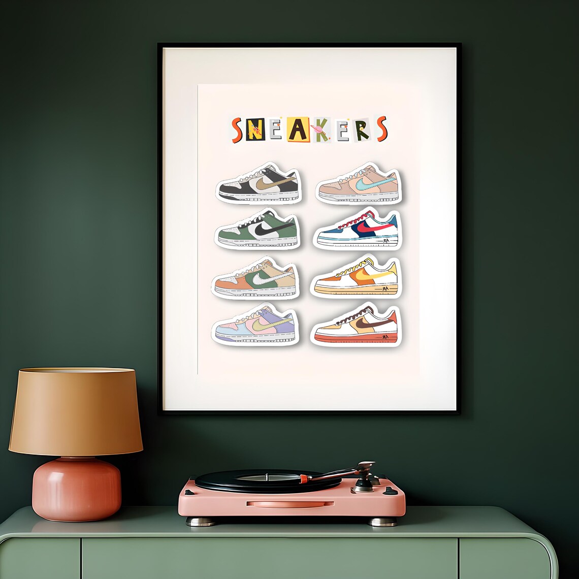 Classic Nike Sneaker Lineup Streetwear Culture Illustration Poster