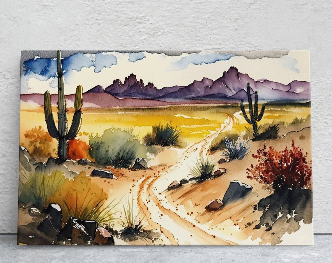 Watercolor Desert Landscape Wall Art Print