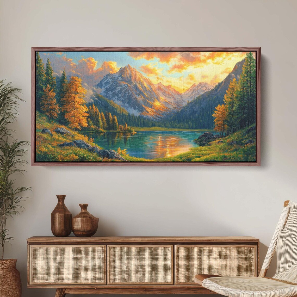 Fall Mountains Mountain Lake Nature Art Print