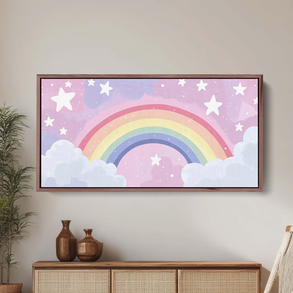 Rainbow Clouds Nursery Art, Girls Room Decor