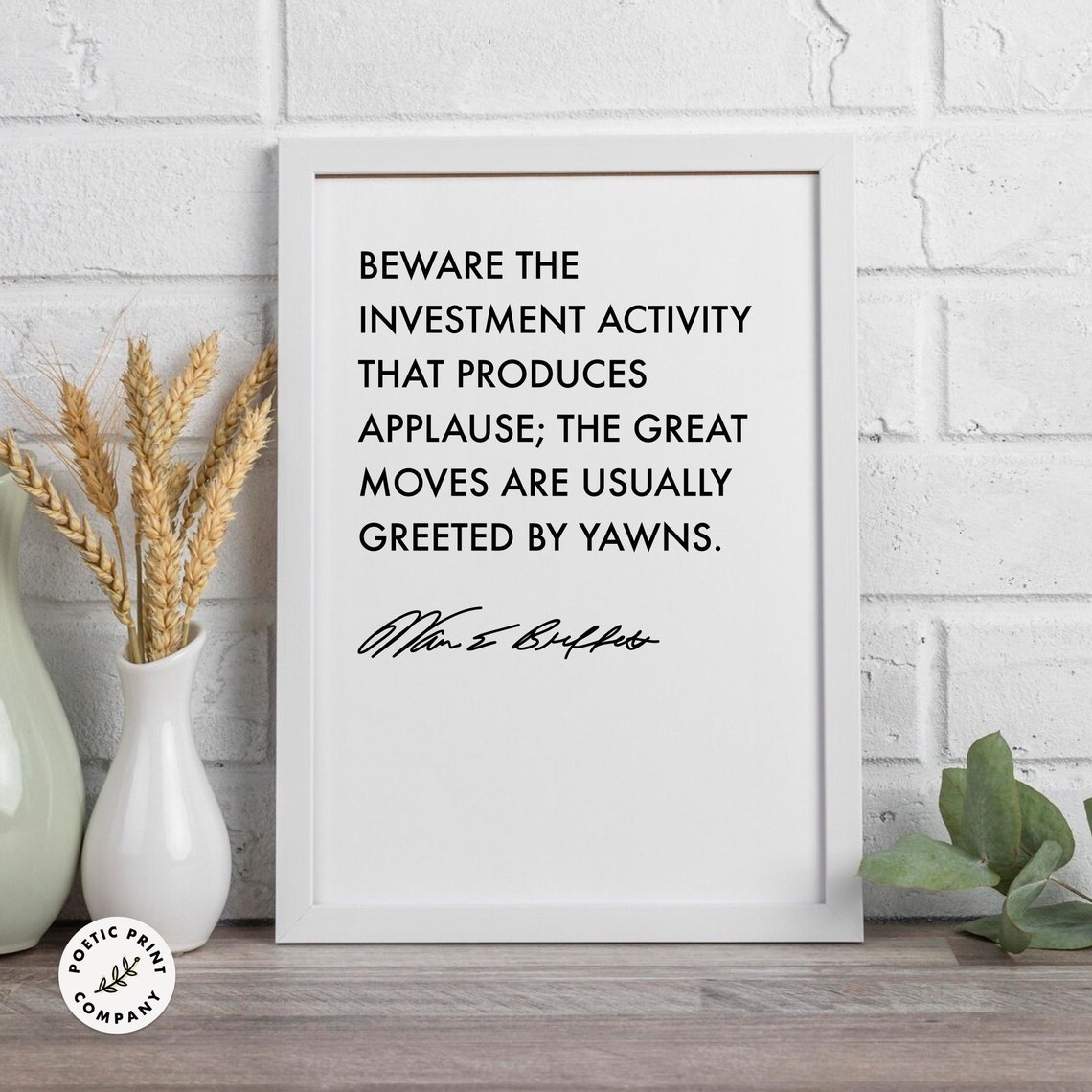 Warren Buffett Beware Investment Activity Produces Applause Quote Art - Image 6
