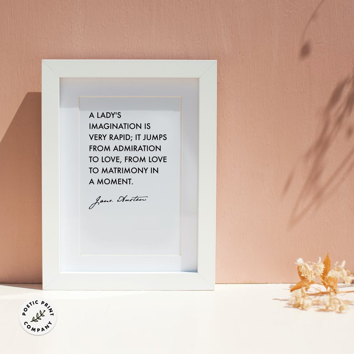 Jane Austen A Ladys Imagination Is Very Rapid Quote Minimalist Poster - Image 5