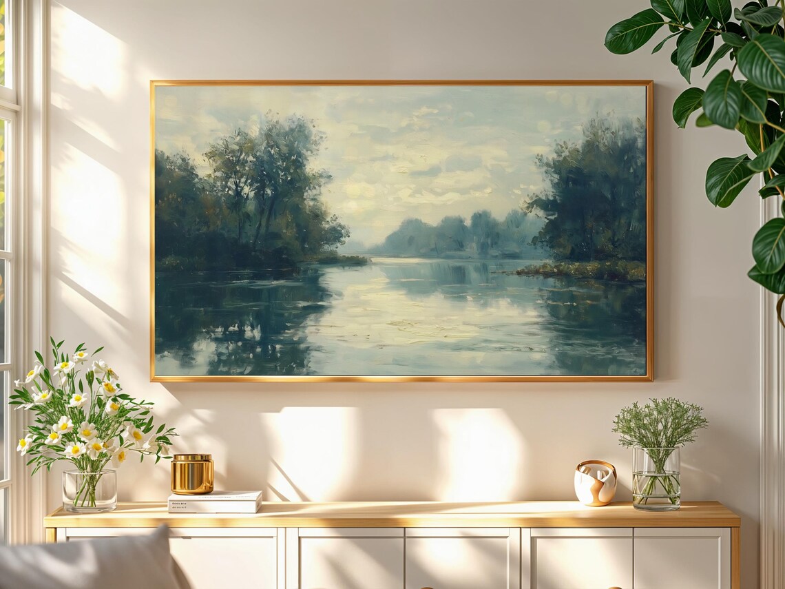 Landscape Painting, Moody Vintage Artwork - Image 2