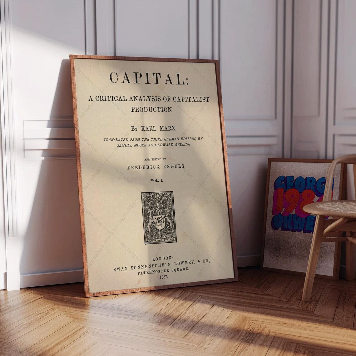 Karl Marx Capital 1887 First Edition Title Page Vintage Literary Poster - Image 2