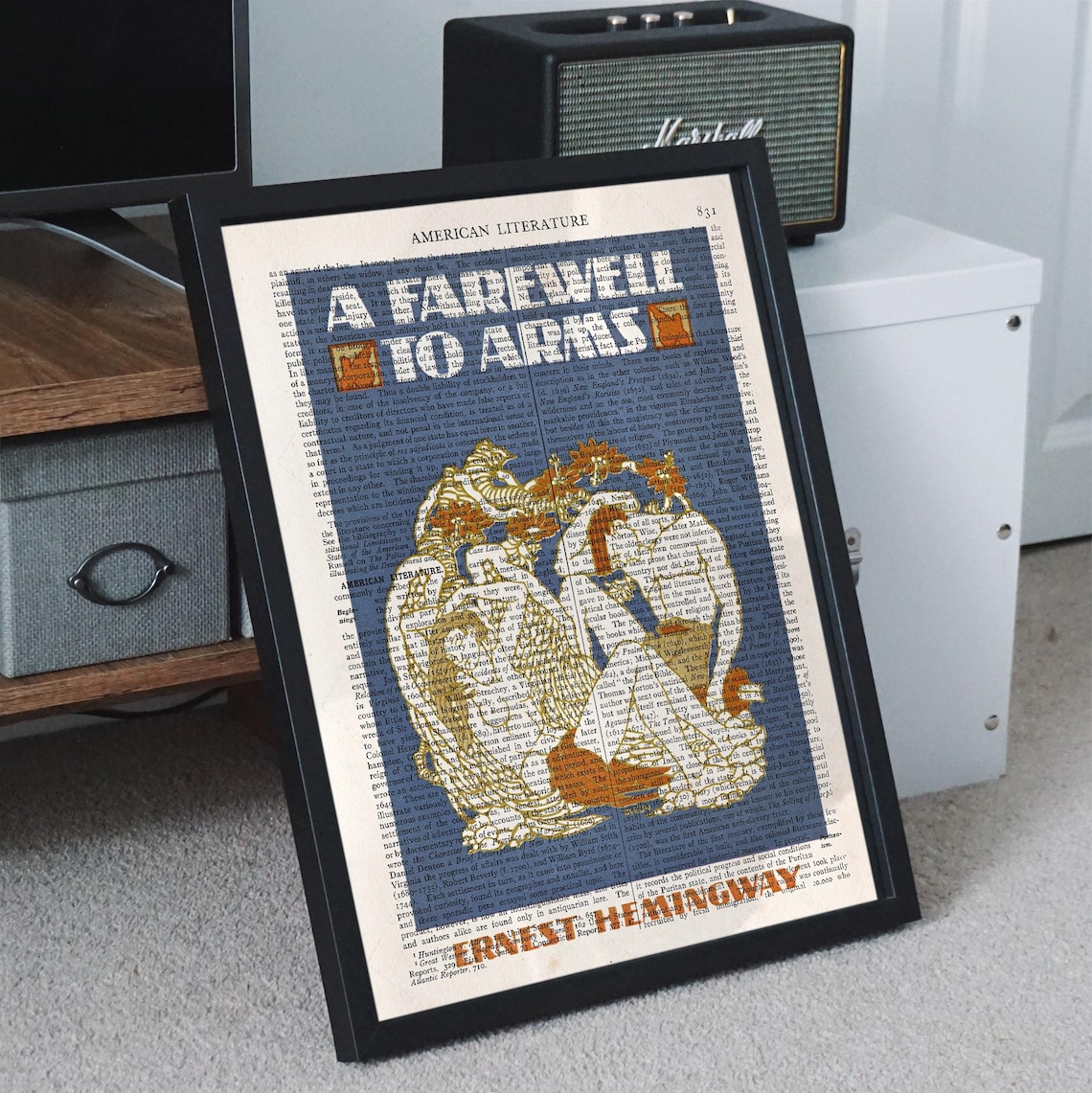Hemingway A Farewell To Arms Lion Book Page Vintage Literary Art Print - Image 2