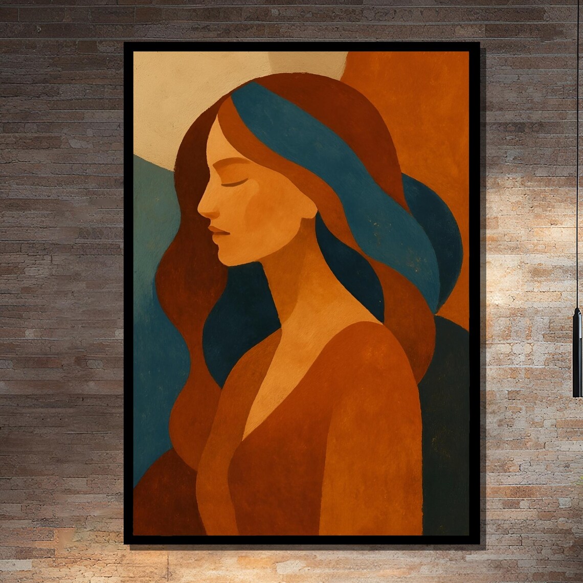 Minimalist Woman Portrait, Modern Boho Art Print