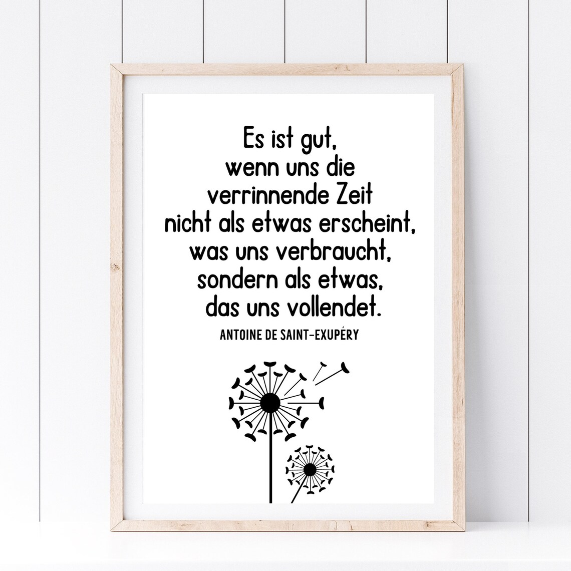 Saint Exupery Time Quote Dandelion Motivational Saying Typography Poster