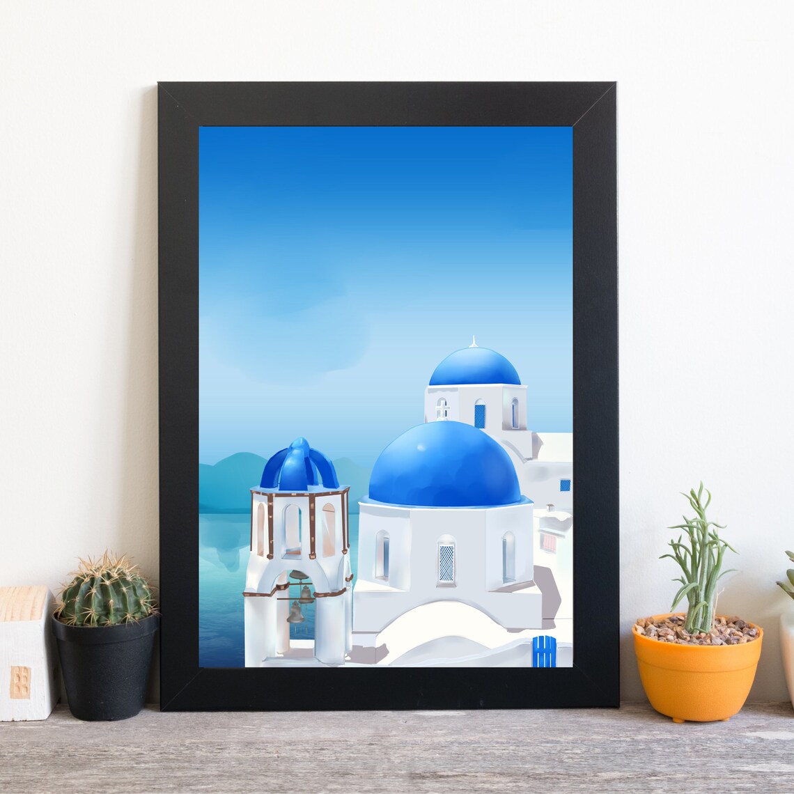 Santorini Sea Landscape Graphic Print, Greece