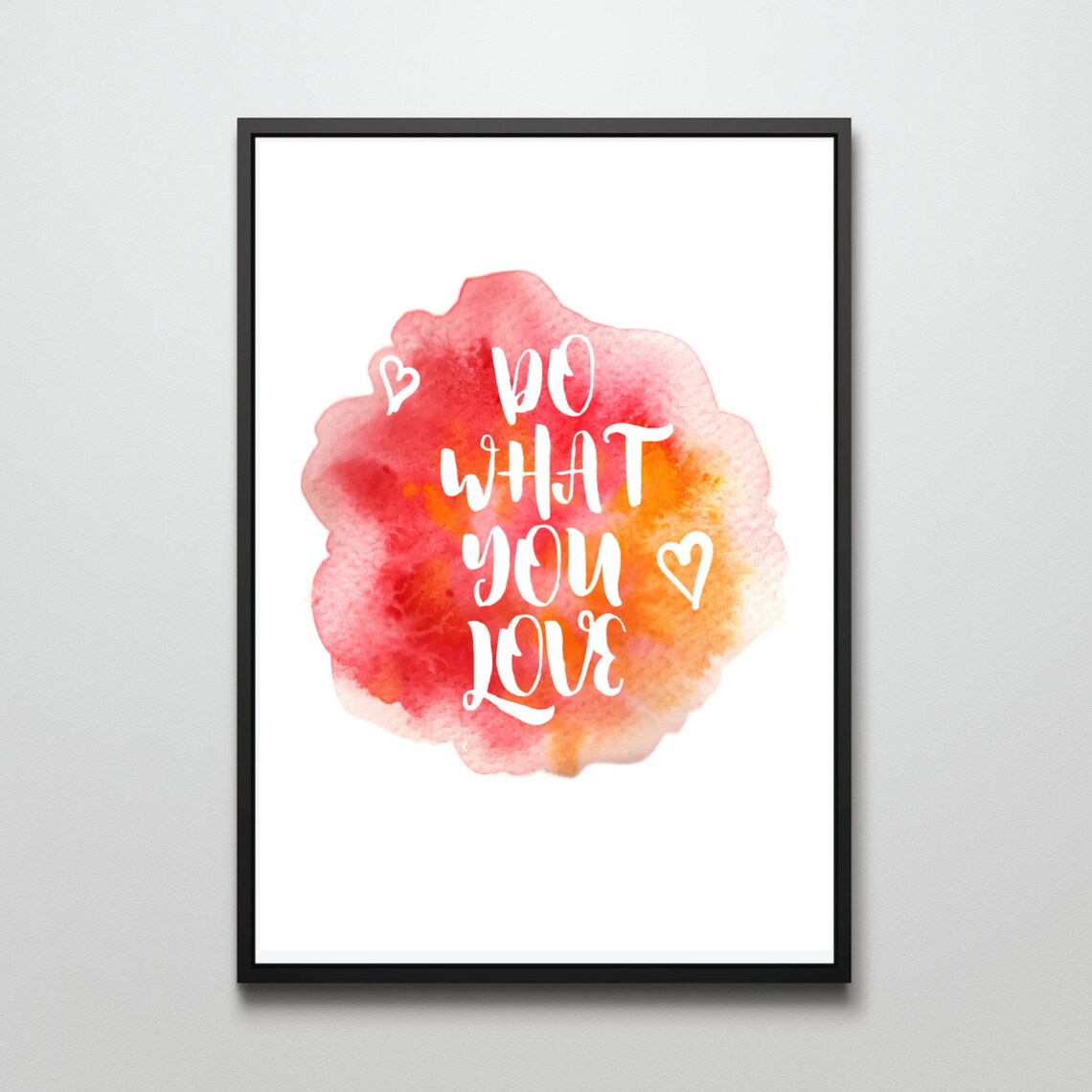 Do What You Love Watercolor Coral Heart Motivational Quote Poster - Image 2