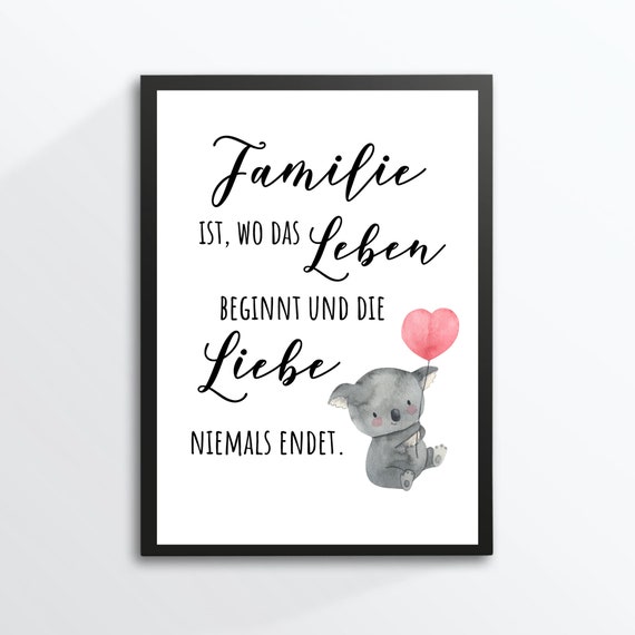 Din A4 Art Print Without Frame Saying Family Is Where Life Begins Family Love Happiness Home Family Picture Poster Gift