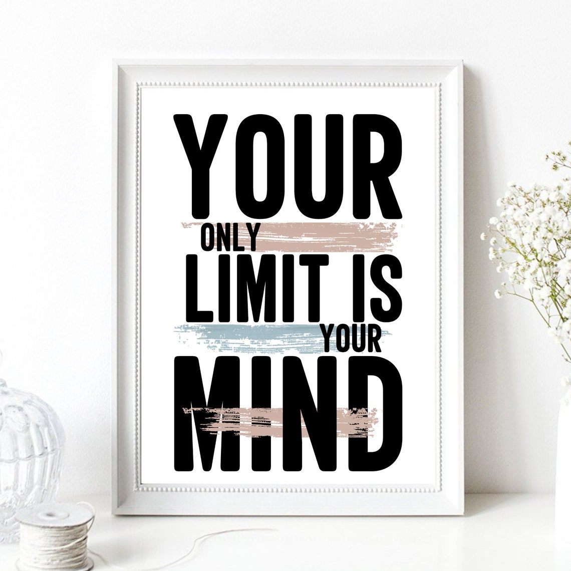 Your Only Limit Is Your Mind Bold Typography Motivational Wall Poster - Image 2