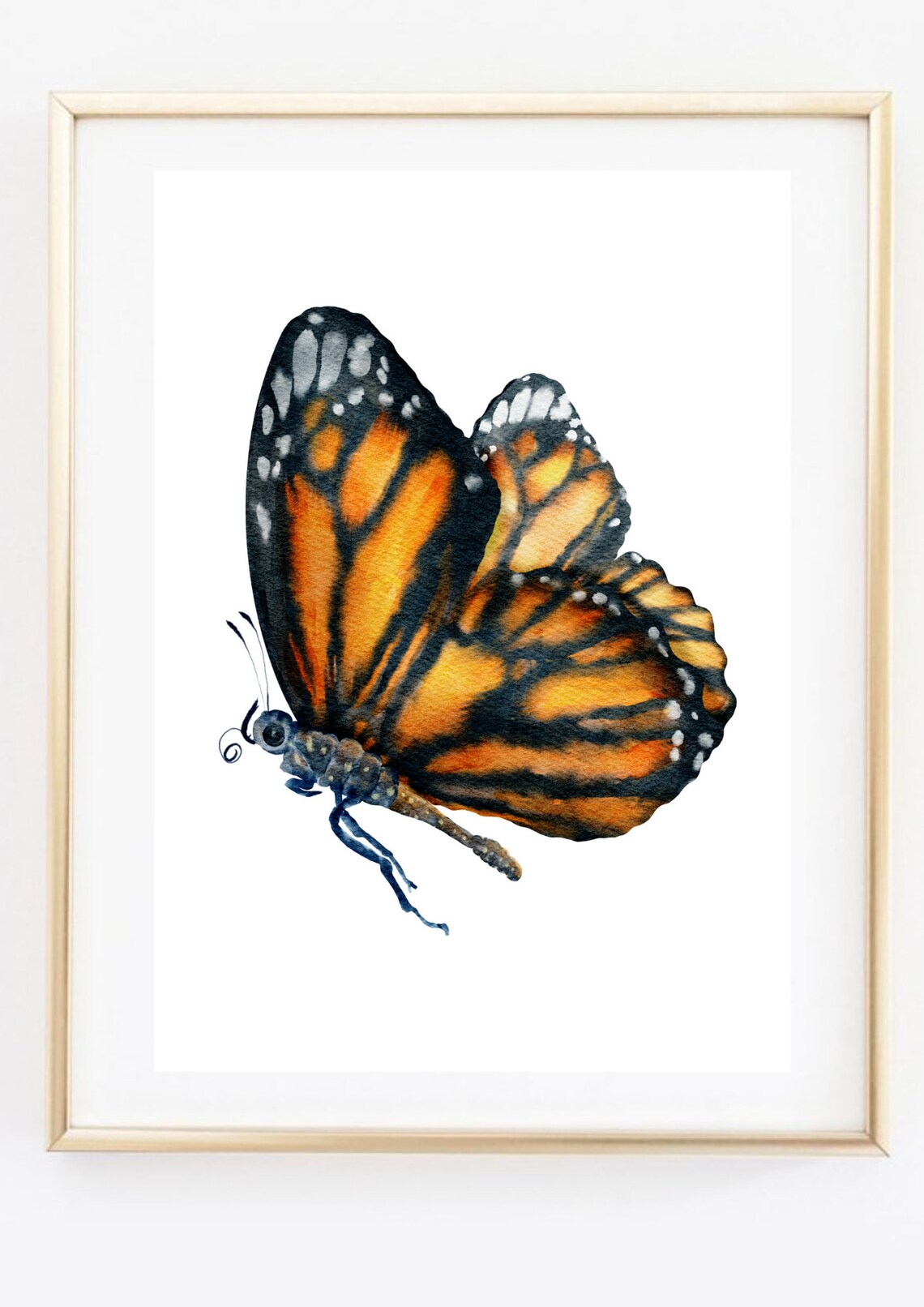 Monarch Butterfly Orange Wings Watercolor Nature Insect Art Poster - Image 2