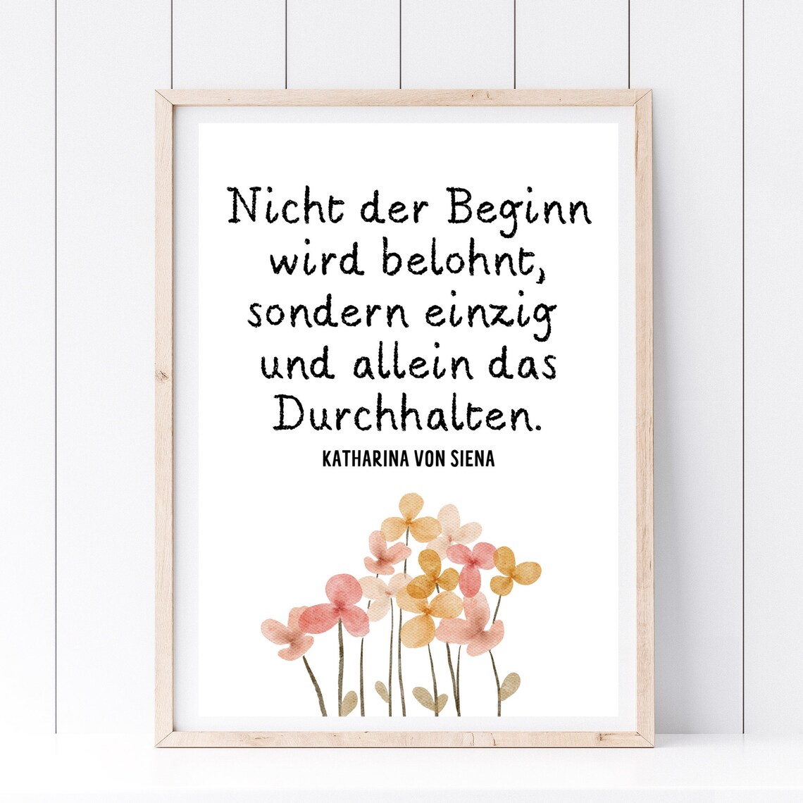 Perseverance Rewarded Quote Katharina Von Siena Flower Watercolor Poster