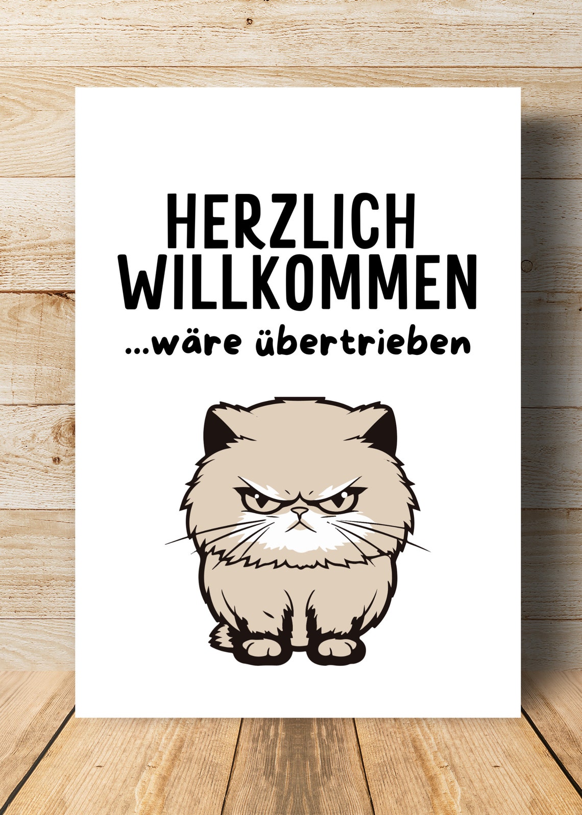 Funny Grumpy Cat Herzlich Willkommen German Quote Home Decor Poster - Image 2