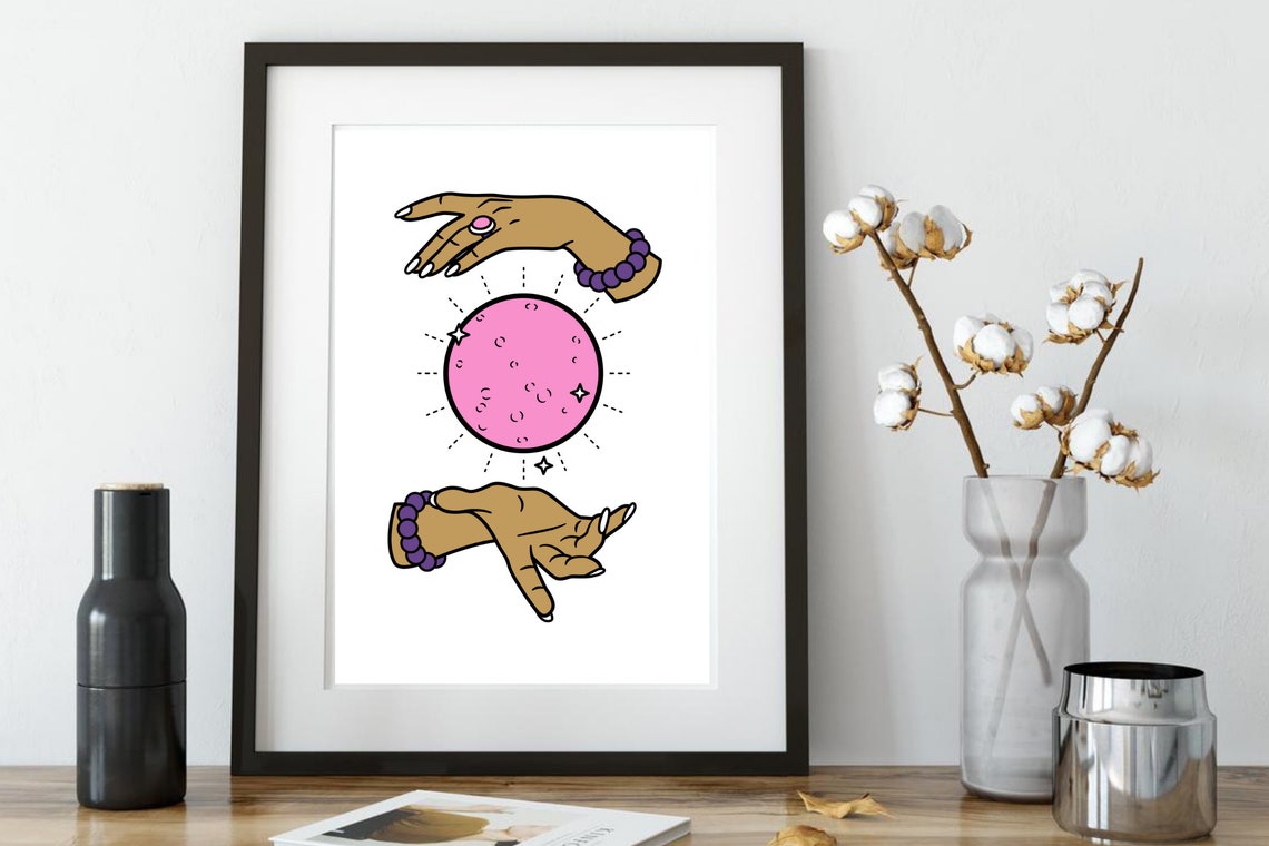 Din A4 Art Print Without Frame Glass Ball Fortune Telling Esoteric Mysticism Gothic Future Picture Poster - Image 3
