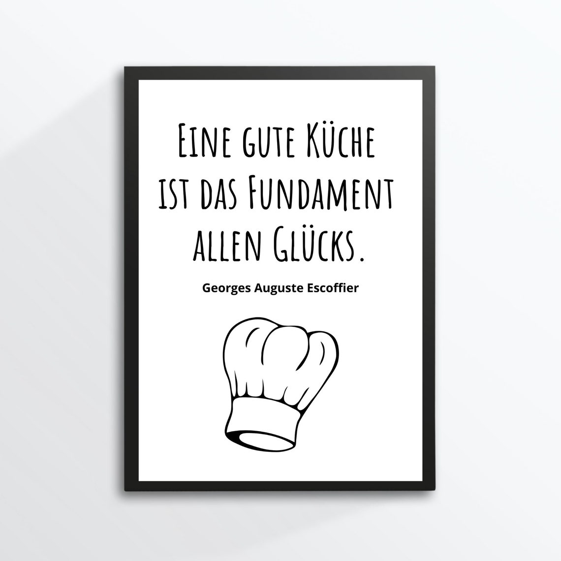 Good Kitchen Happiness Escoffier German Quote Chef Hat Poster