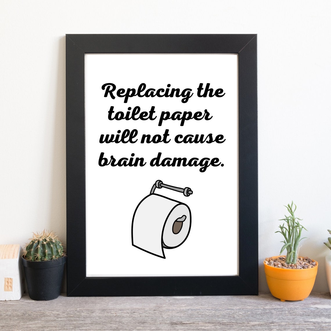 Funny Toilet Paper Quote Bathroom Humor Black Typography Wall Art - Image 2