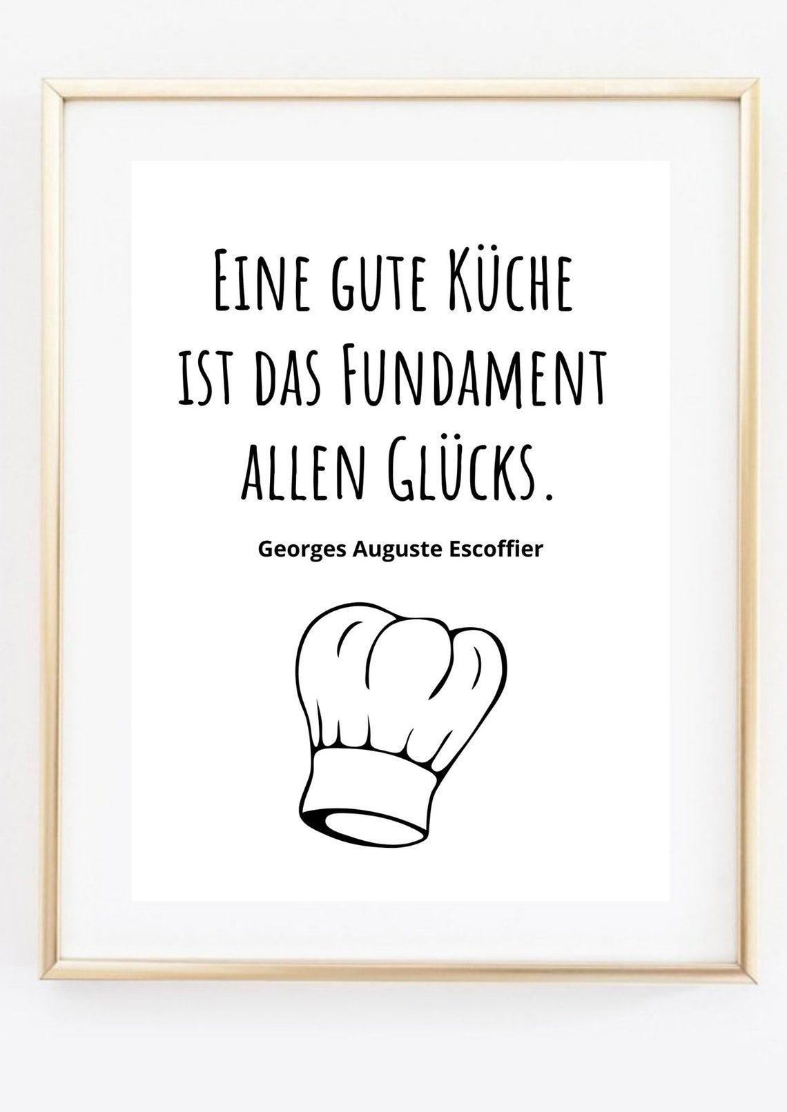 Good Kitchen Happiness Escoffier German Quote Chef Hat Poster - Image 3