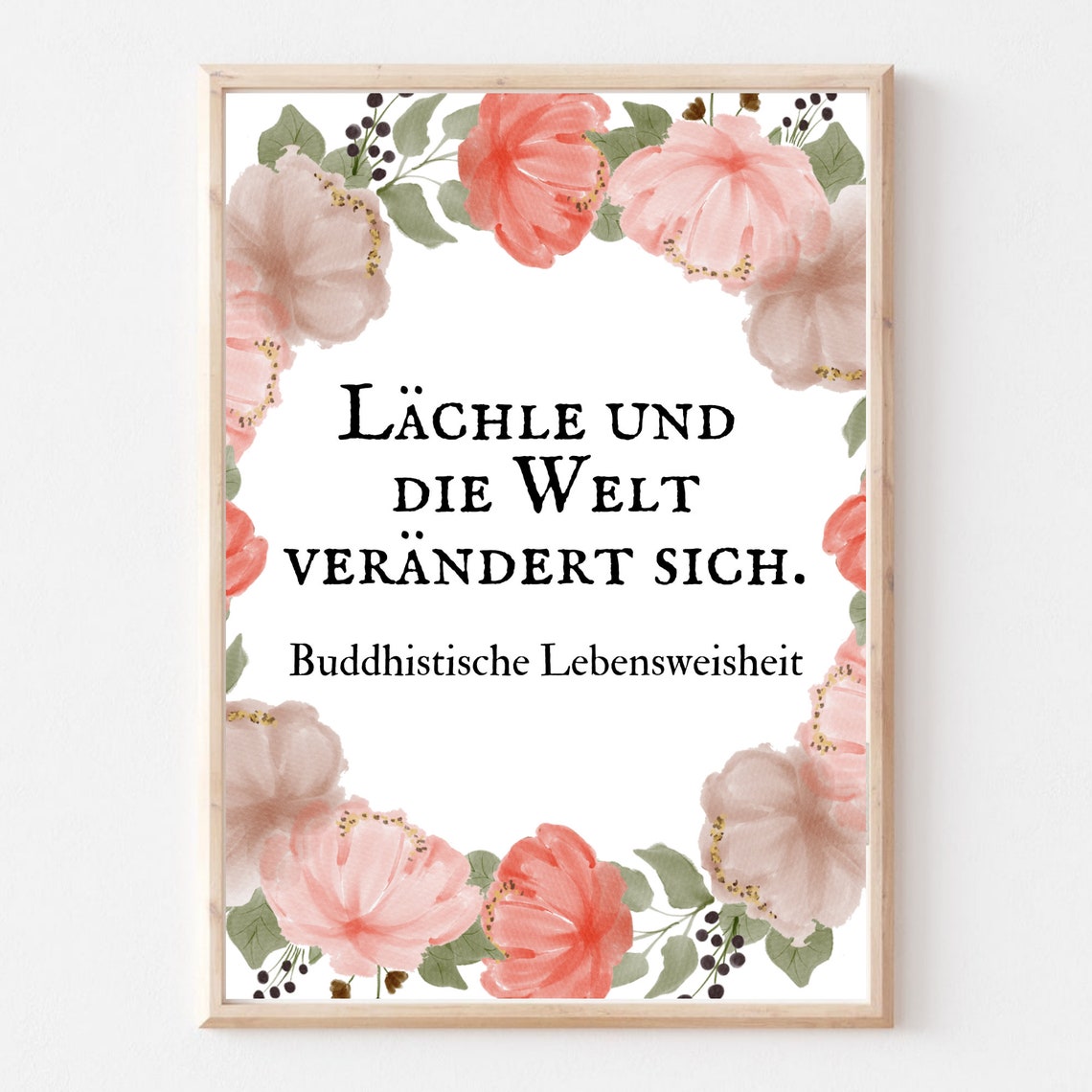 Din A4 Art Print Without Frame Saying Buddha Smiles And The World Changes Motivation Laughter Joy Quote Gift - Image 3