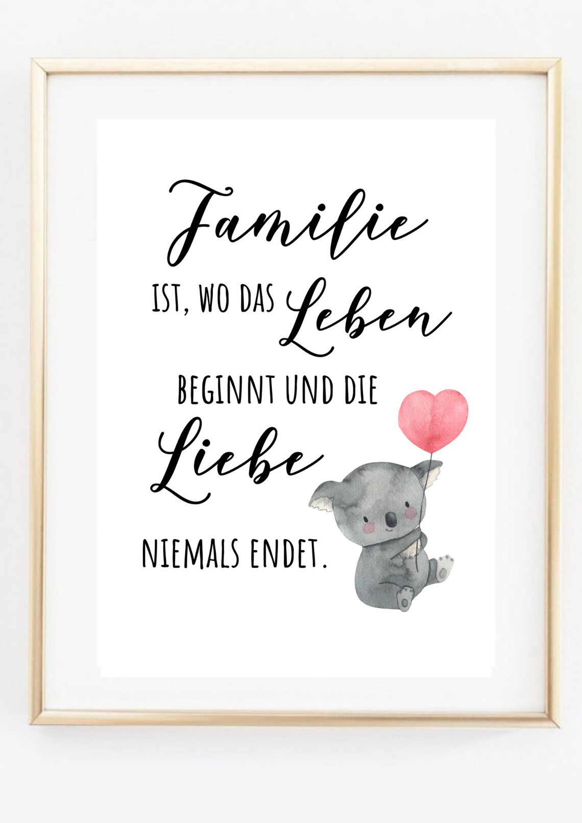 Family Is Where Life Begins German Koala Heart Love Quote Poster - Image 2