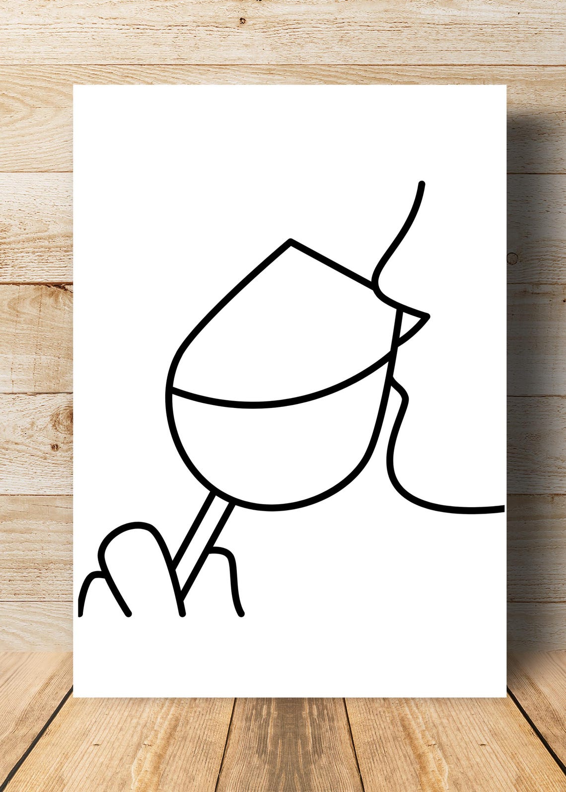 Wine Glass Line Art Minimalist Lips Drinking One Line Drawing Print - Image 3