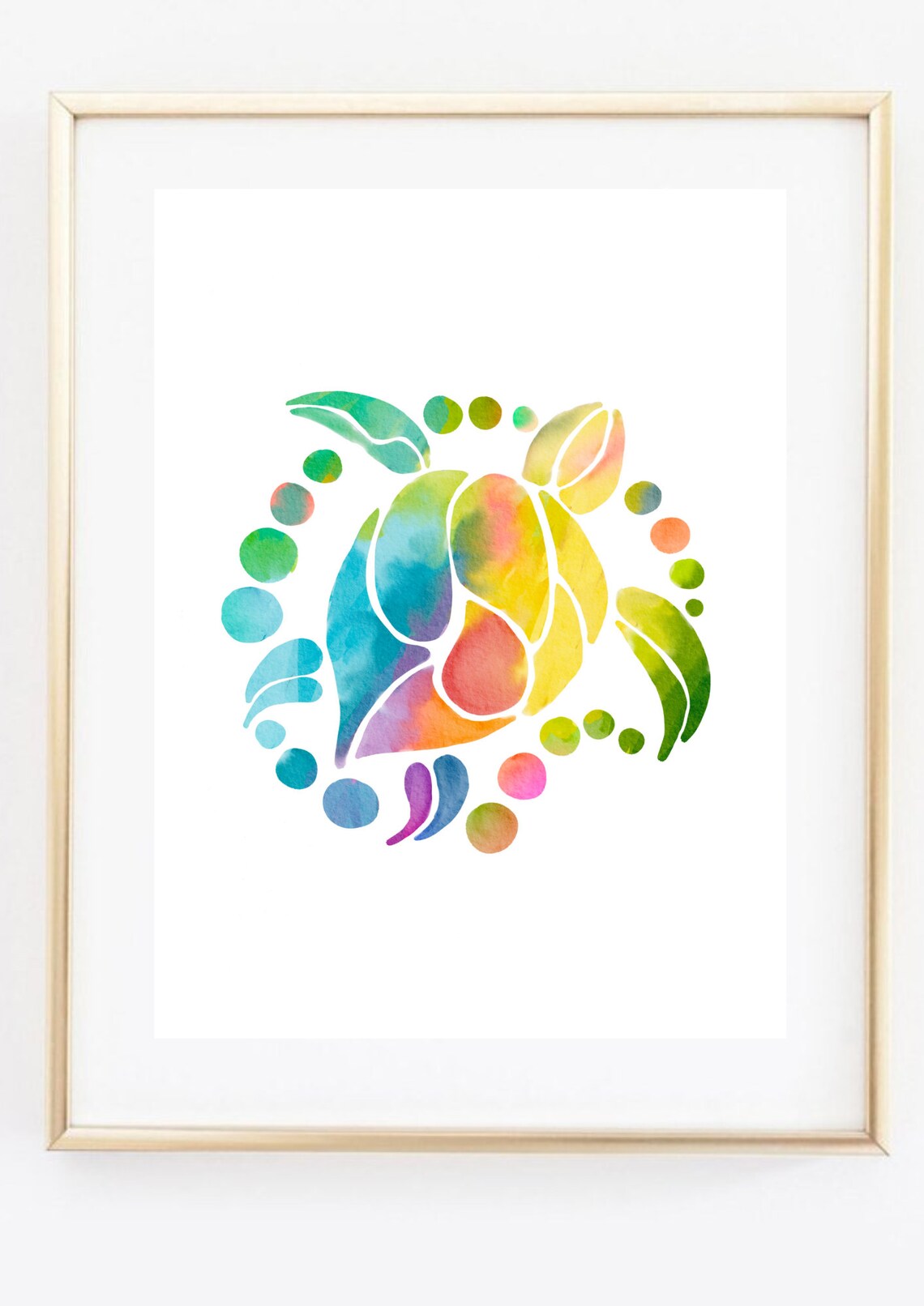 Din A4 Art Print Without Frame Turtle Watercolor Colorful Abstract Ornament Scandi Style Image Poster Print - Image 2