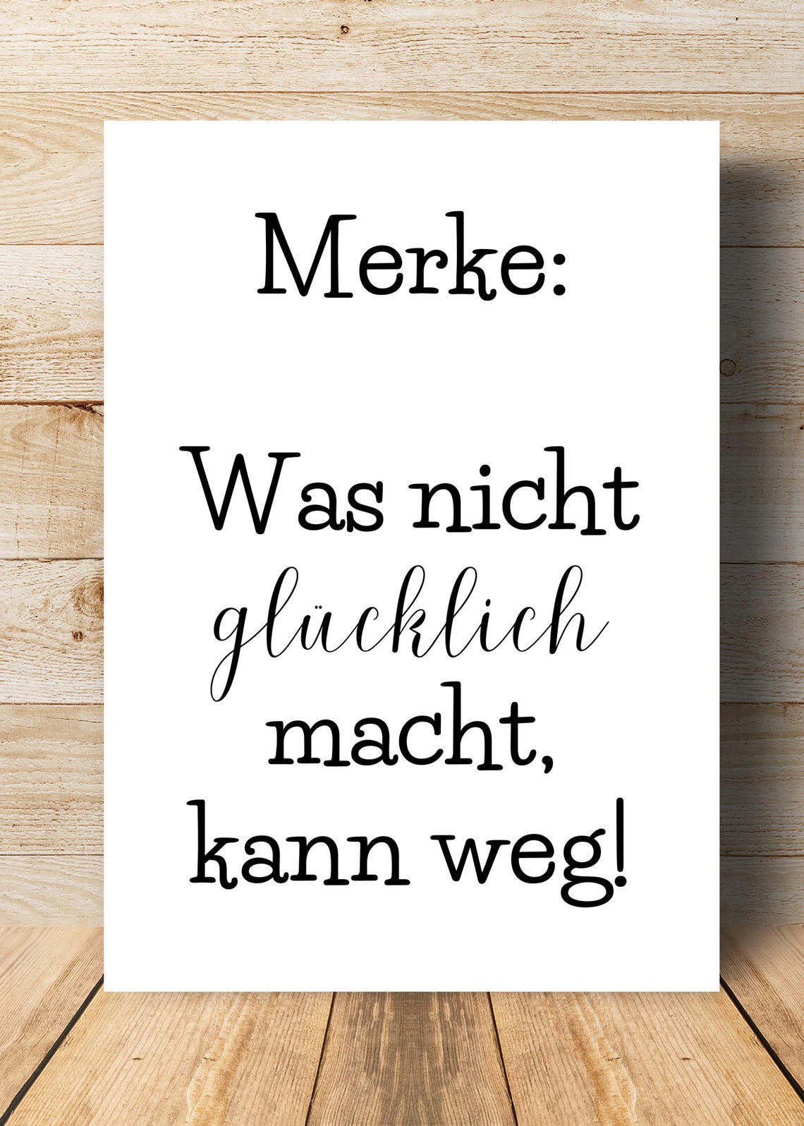 What Doesnt Make You Happy Can Go German Motivation Quote Wall Print - Image 3