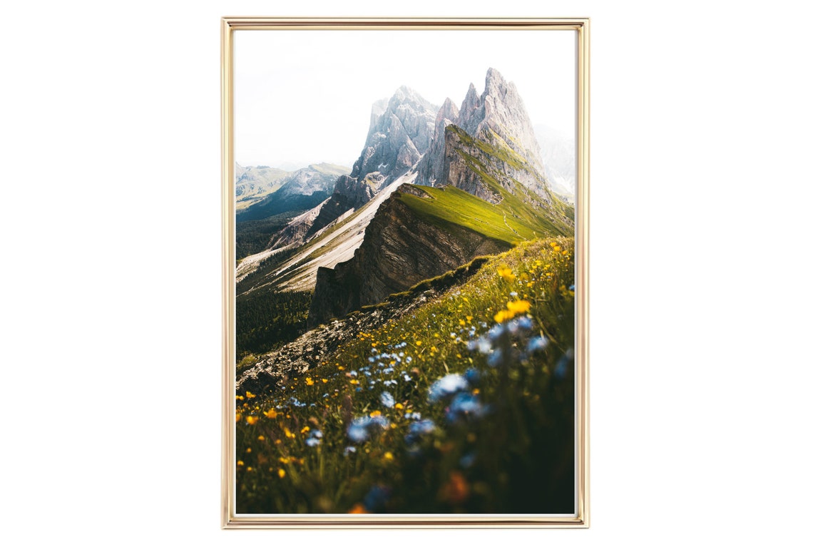 Alpine Mountain Peaks Wildflower Meadow Summer Landscape Photo Poster - Image 2