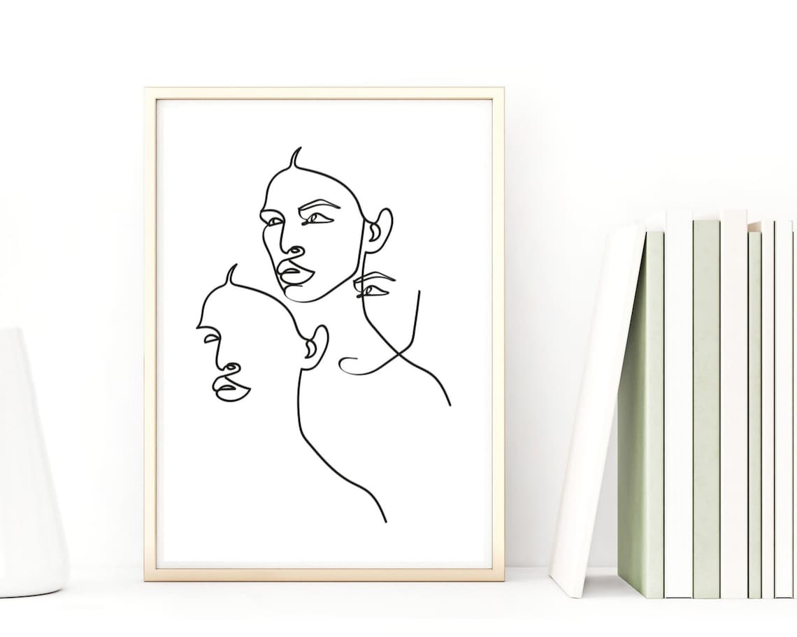 Abstract Line Art Woman Profile Minimalist Modern Sketch Wall Art Poster
