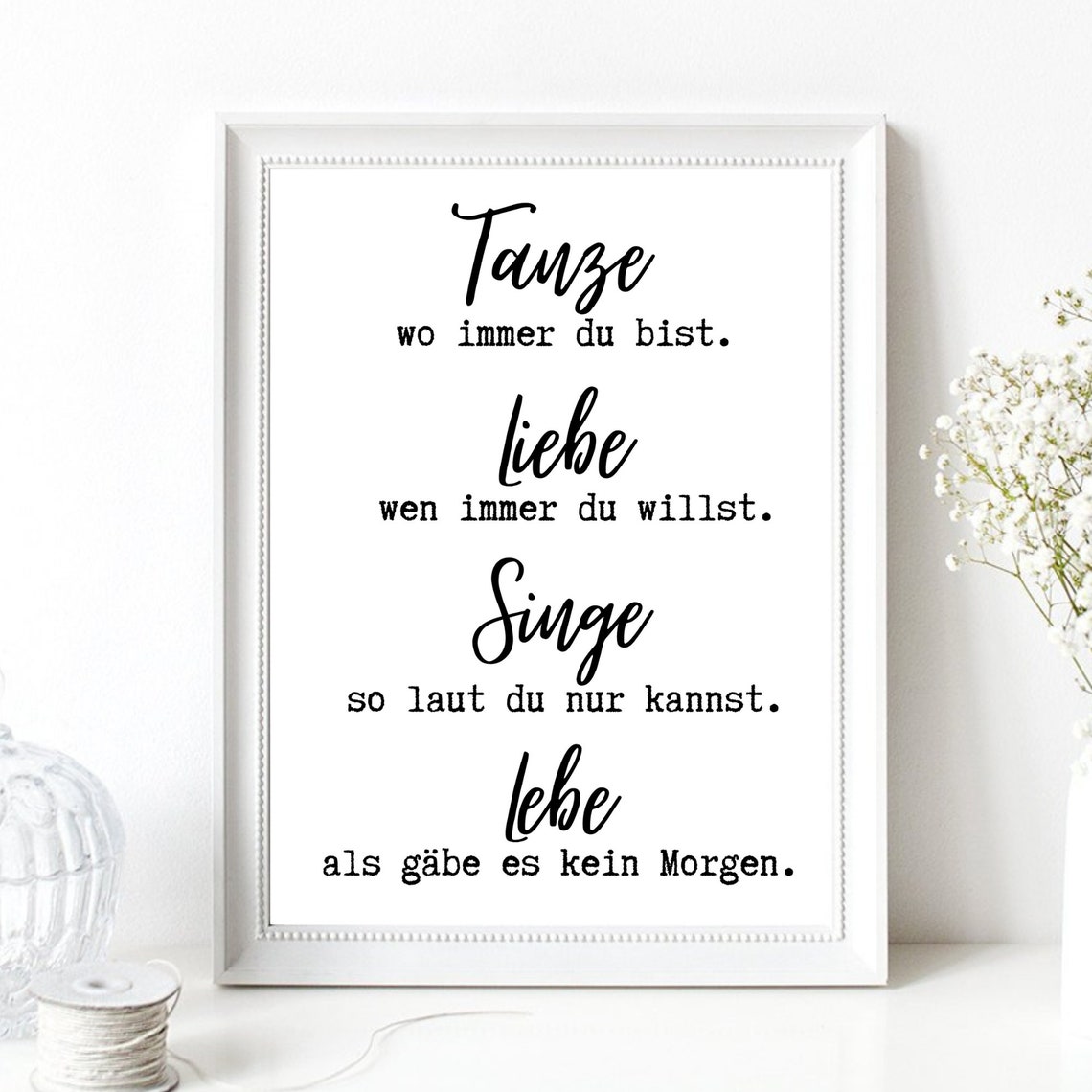 Dance Love Sing Live German Saying Calligraphy Wall Art Print