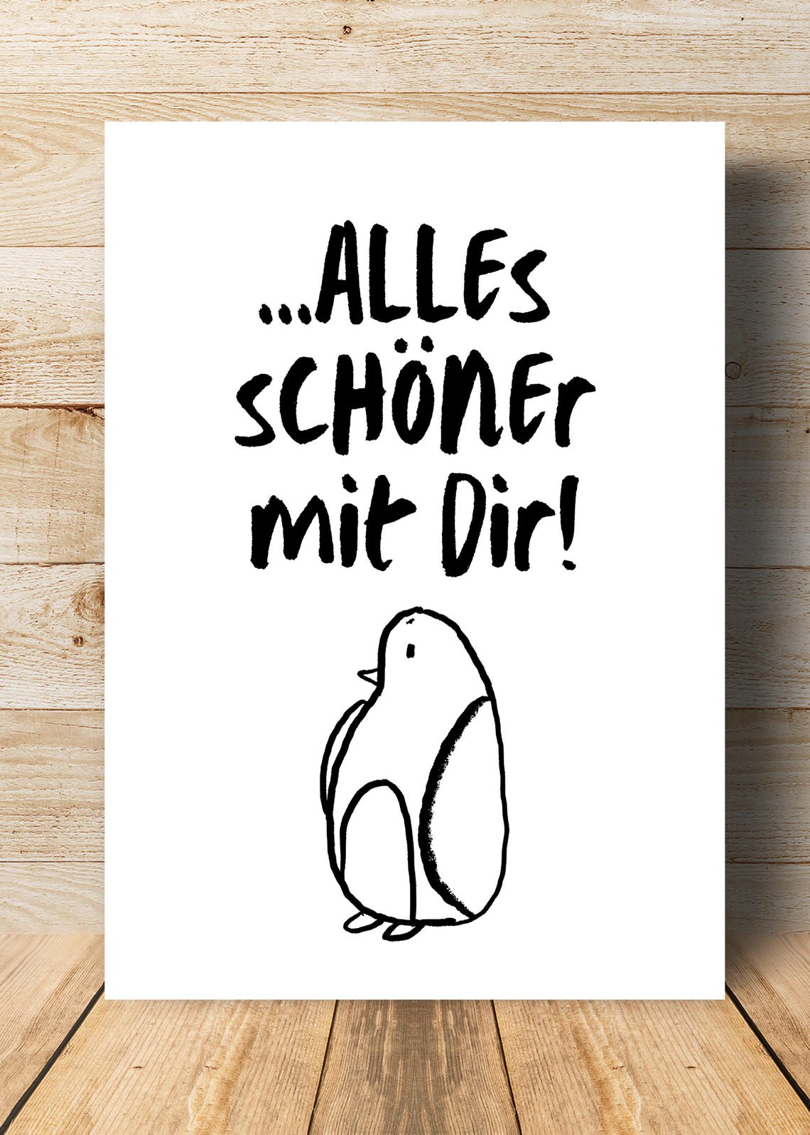 Alles Schoener Mit Dir German Love Quote Cute Bird Doodle Art Poster - Image 3