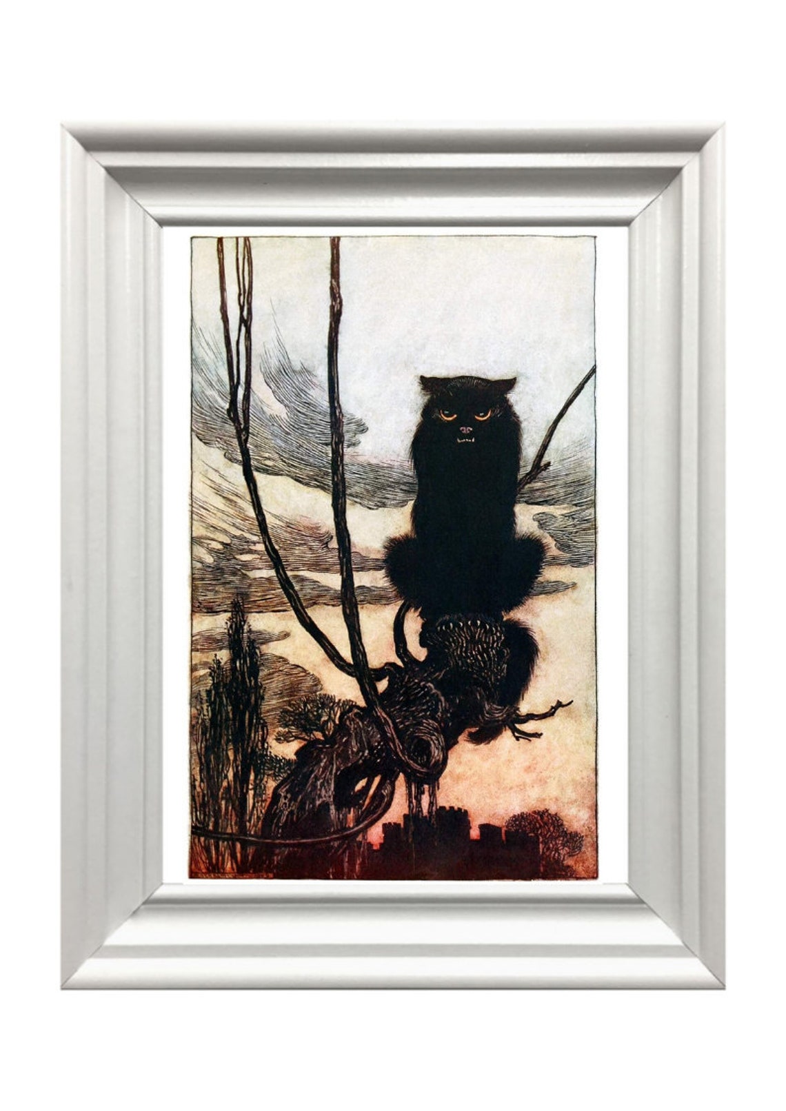 Arthur Rackham Angry Black Cat Vintage Illustration Wall Art Print - Image 2