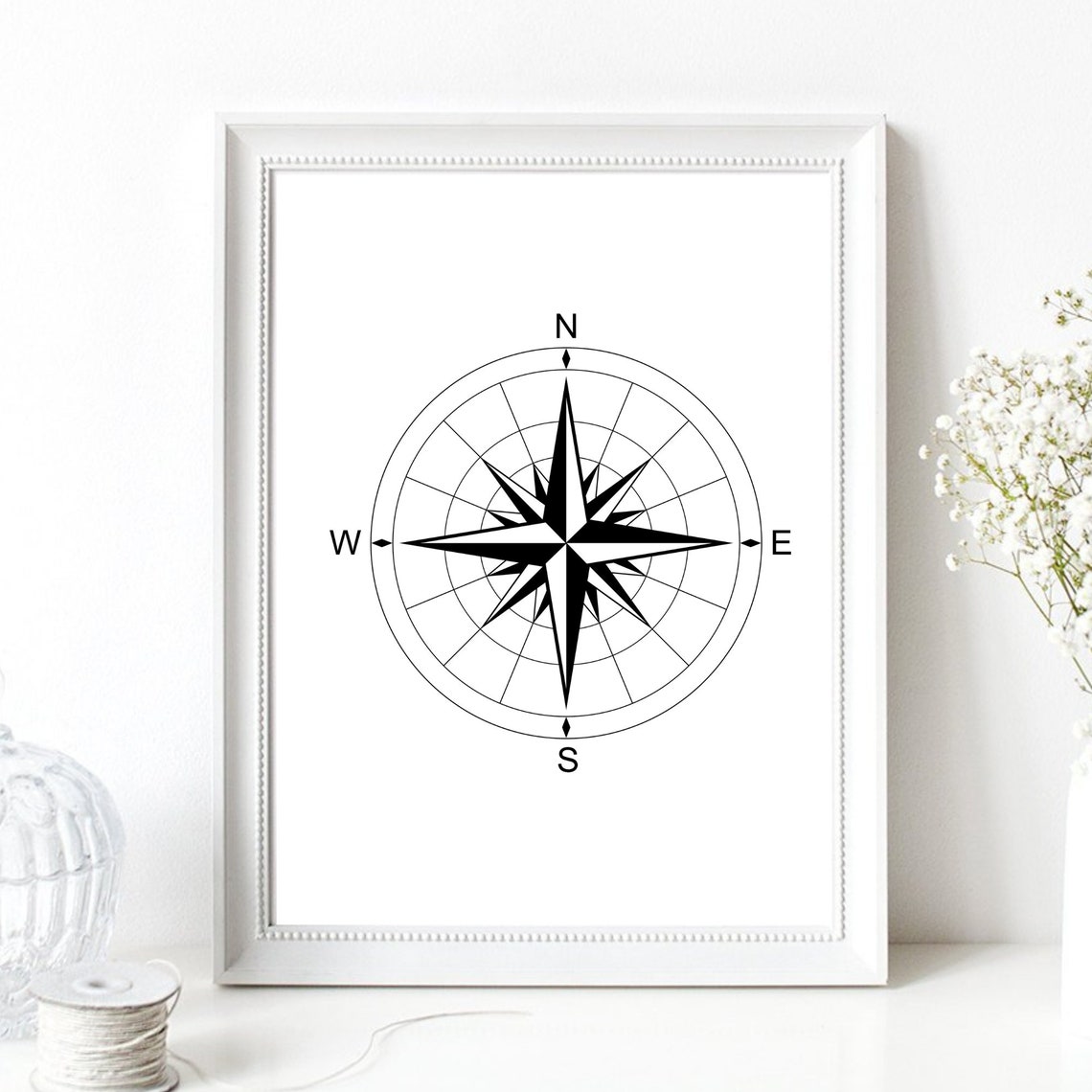 Din A4 Art Print Without Frame Compass Cardinal Directions North South East West Poster Picture Decoration Gift - Image 3