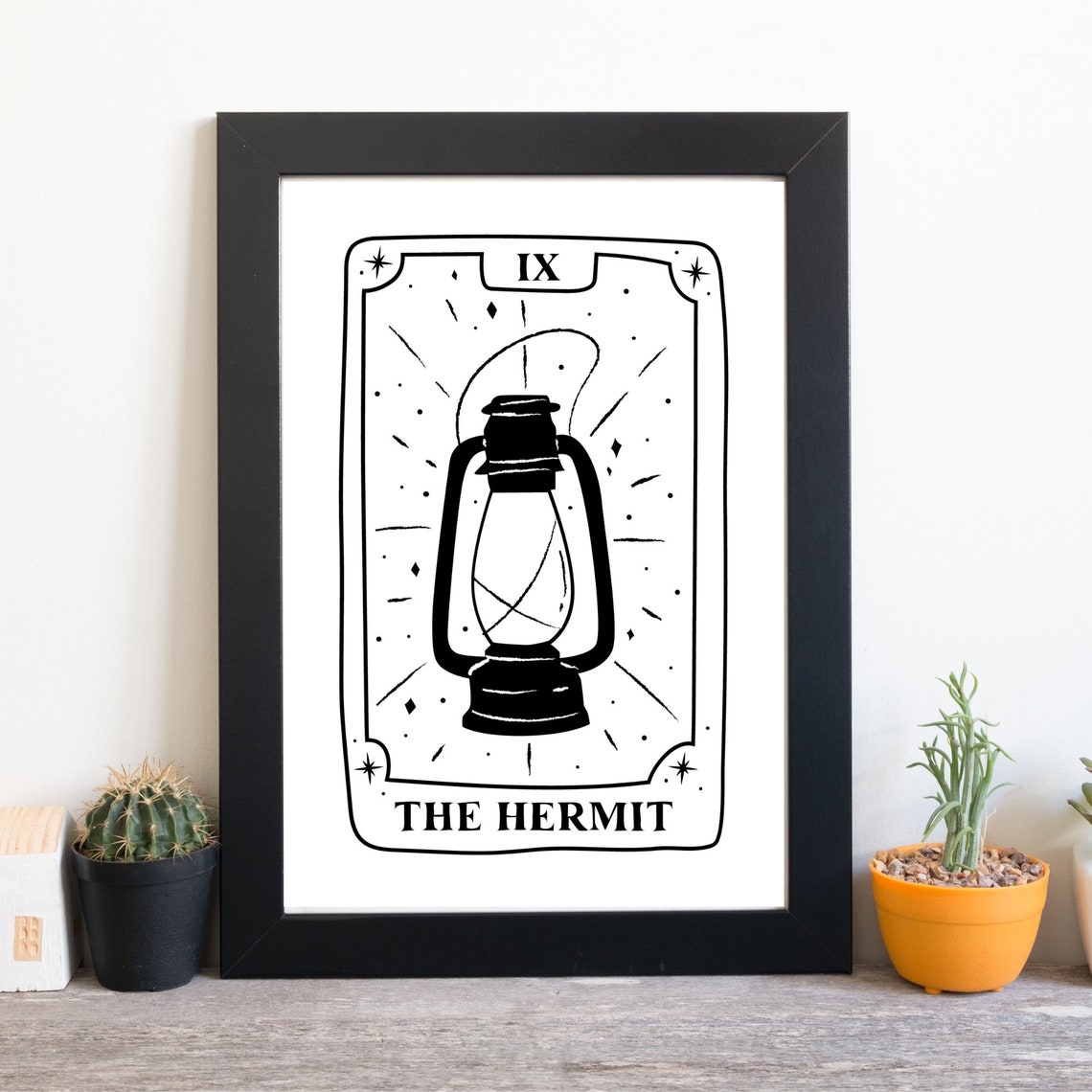The Hermit Tarot Card IX Lantern Minimalist Occult Line Art Print
