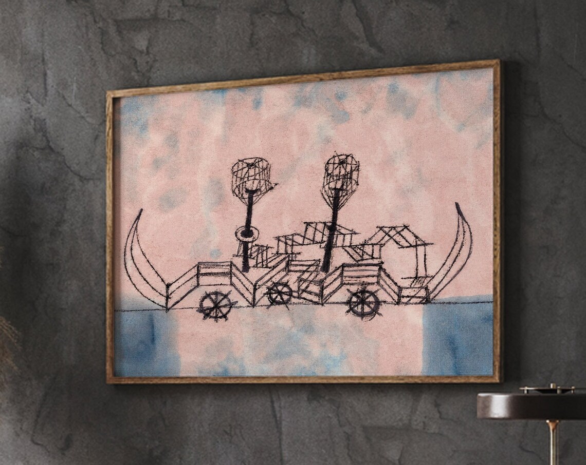 Paul Klee Old Steamboat 1922 Whimsical Line Drawing Art Poster