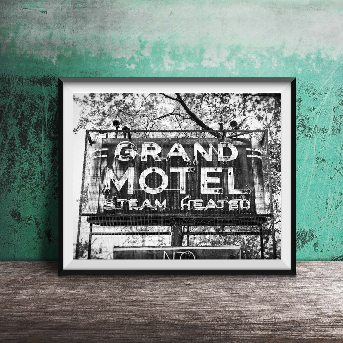 Grand Motel Bedroom Photography Print Wall Art Photo Unframed Sign Print Grand Rapids Michigan Vintage Motel Sign Art - Image 2
