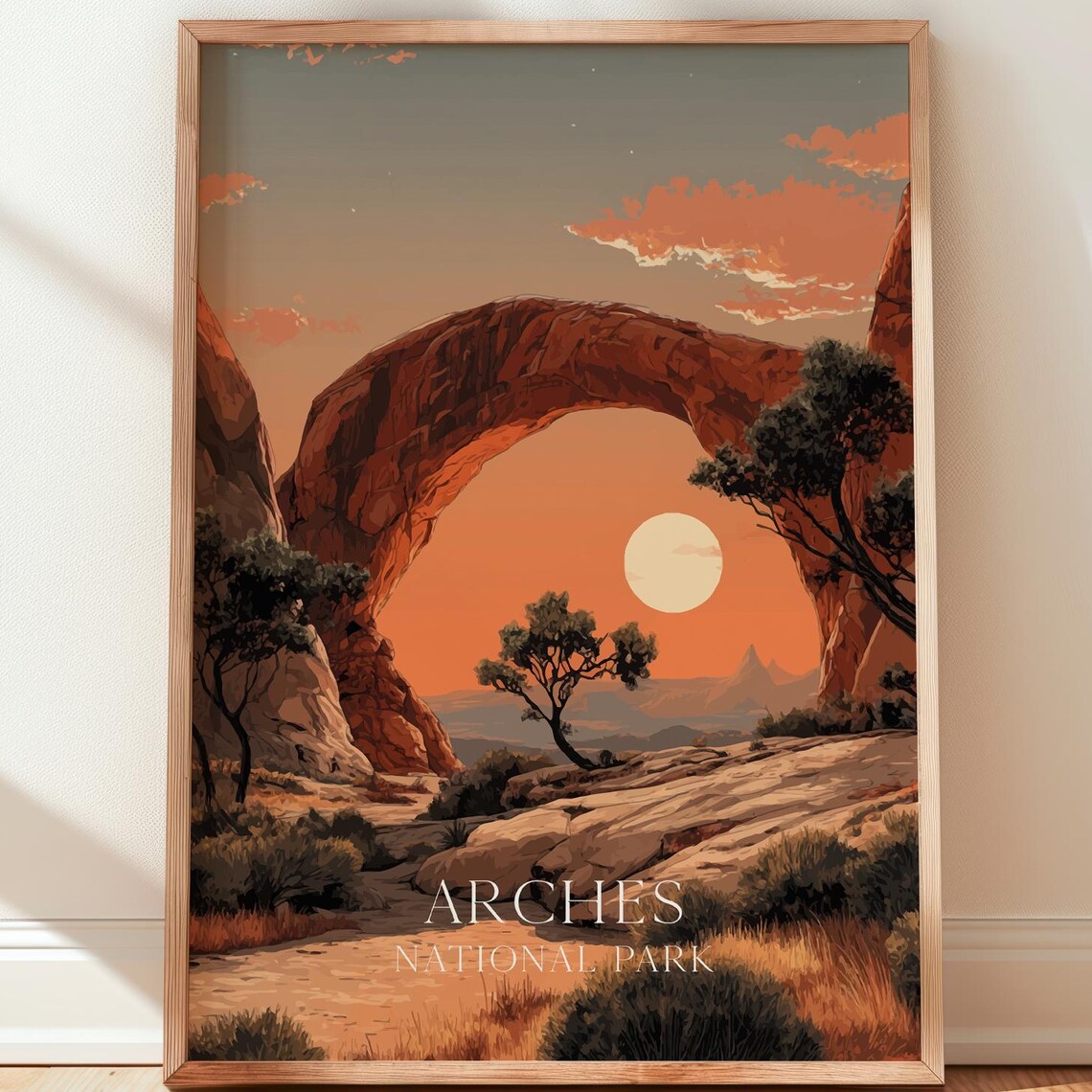 Arches National Park Landscape Arch Sunset Desert Travel Poster
